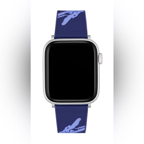 NWT Lacoste Apple Watch Band 42/44MM Blue Alligator Silver Hardware - Picture 3 of 9